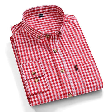 Darnandstitch® Thin Cotton Red Check Print Shirt