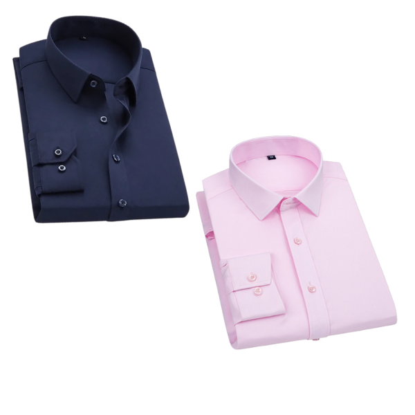 Combo of 2 Cotton Shirt for Man (Navy Blue and Pink)