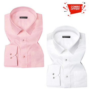 Pack of 2 Cotton Shirt for Man (Light Pink and White)