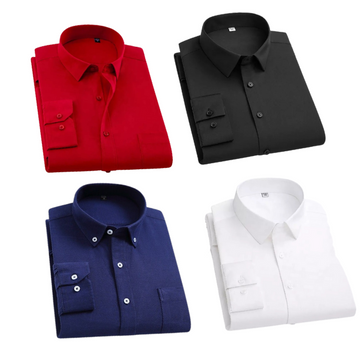 Combo of 4 Cotton Shirt for Man ( Red,Black,Navy Blue and White )