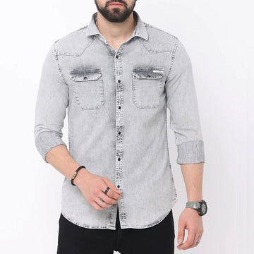 Premium RFD Cotton Shirt For Man (Light Grey)