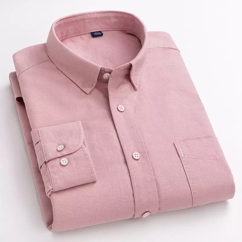 FashionBaazaar Classic Pure Cotton Pink Color Blend Solid Shirts For Man