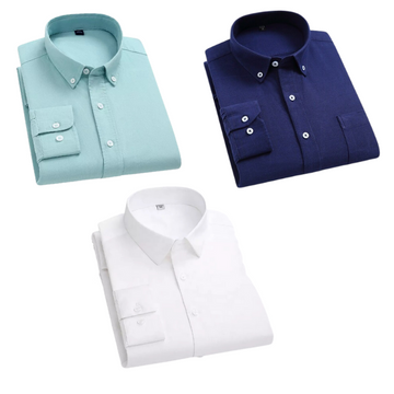 Combo of 3 Cotton Shirt for Man ( Pista,Navy Blue and White )