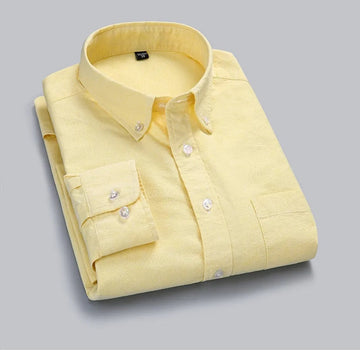 FashionBaazaar Classic Pure Cotton Blend Lemon Color Solid Shirts