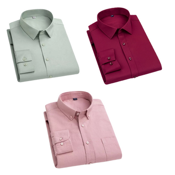 Combo of 3 Cotton Shirt for Man ( Pista,Maroon and Pink)