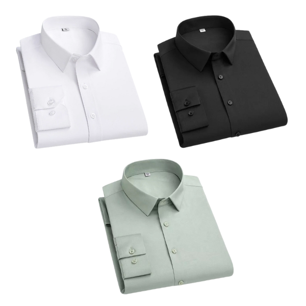 Combo of 3 Cotton Shirt for Man ( White, Black and Pista )