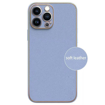 Electroplating Leather Texture TPU Edge Hard Phone Back Case for Apple iPhone