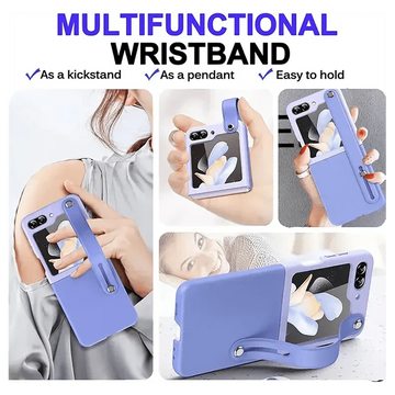 PU Leather Wrist Band Dual Color Phone Back Case for Samsung  Galaxy Z Flip